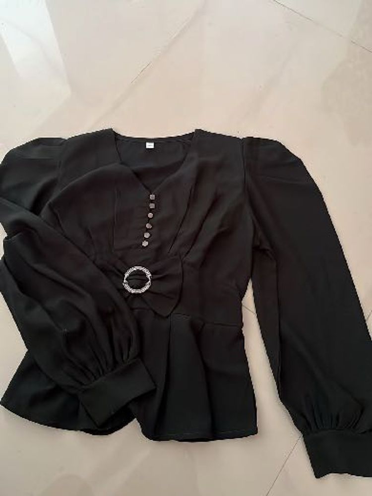 Elegant Black Peplum Top