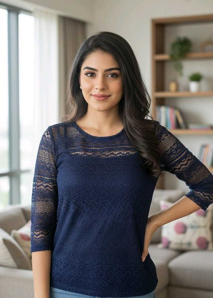 Elegant Navy Lace Top