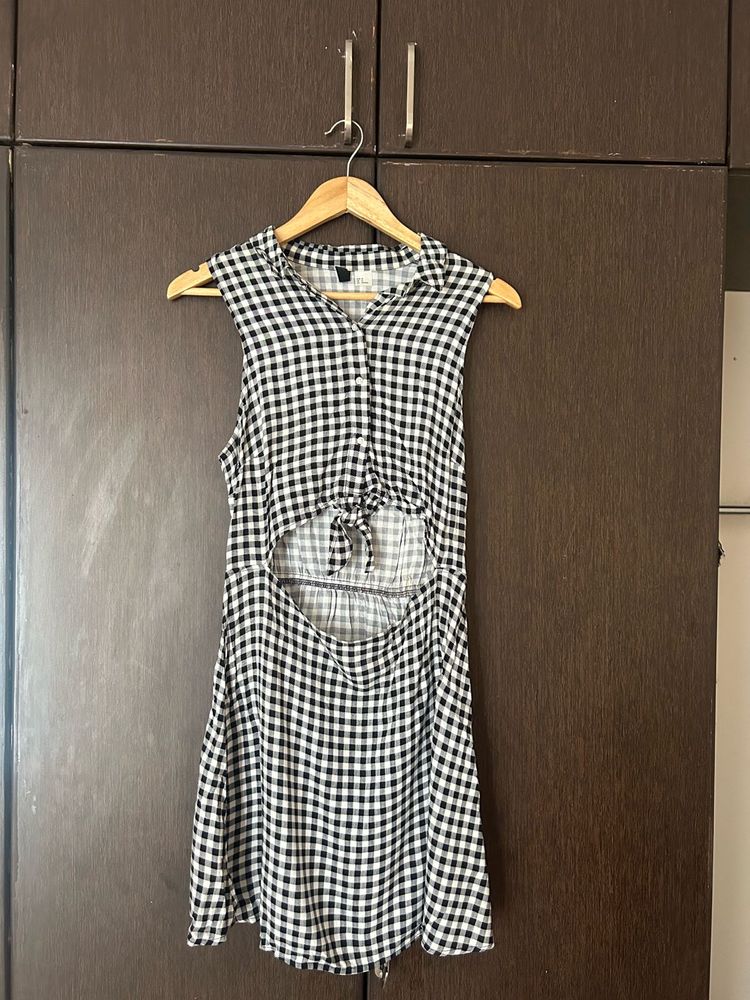 Gingham Cutout Mini Dress