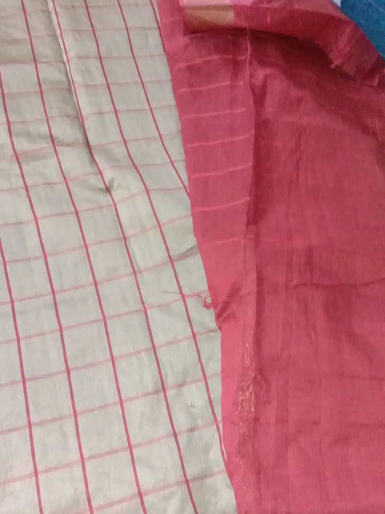 Malai Silk Gold &amp; Red Colour Saree