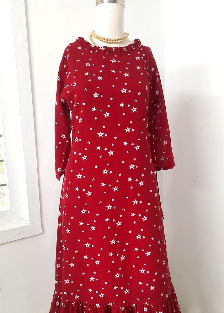 Star Print A-Line Dress