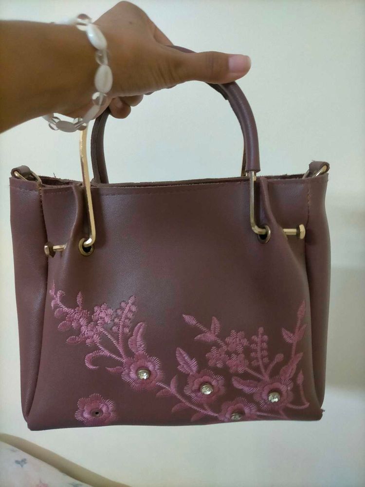 Floral Embroidered Satchel Bag