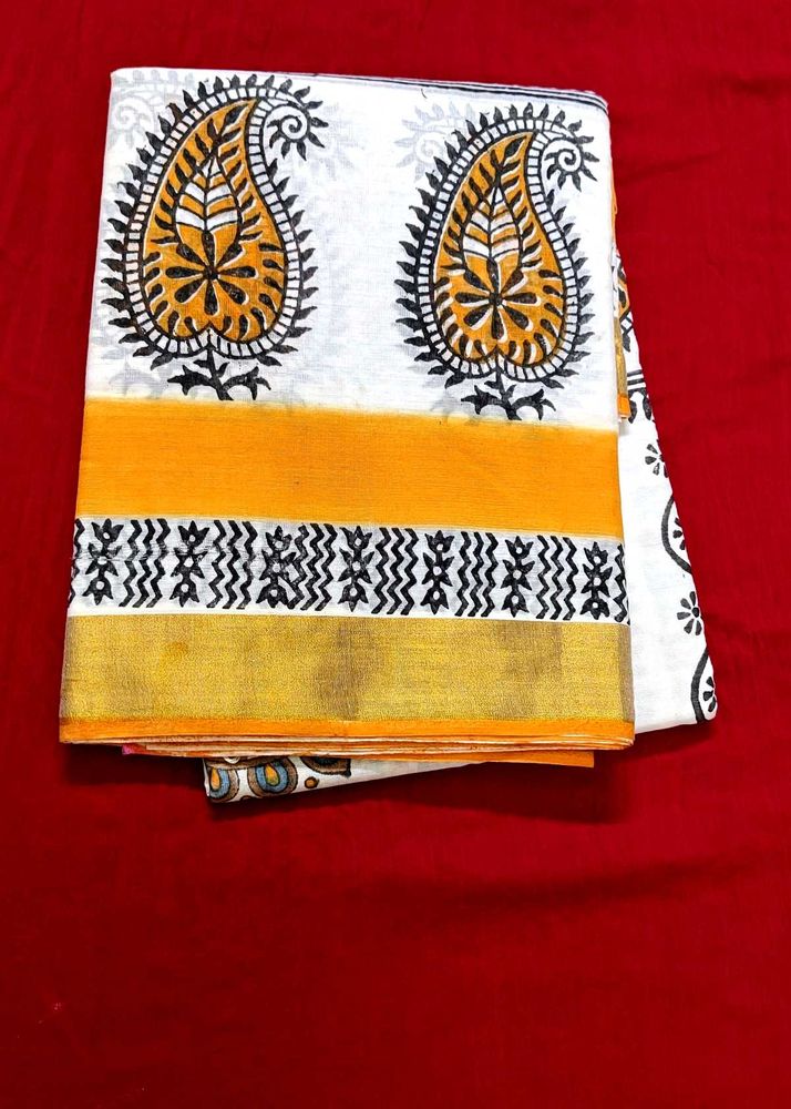 Kerala cotton Elegant Printed Saree