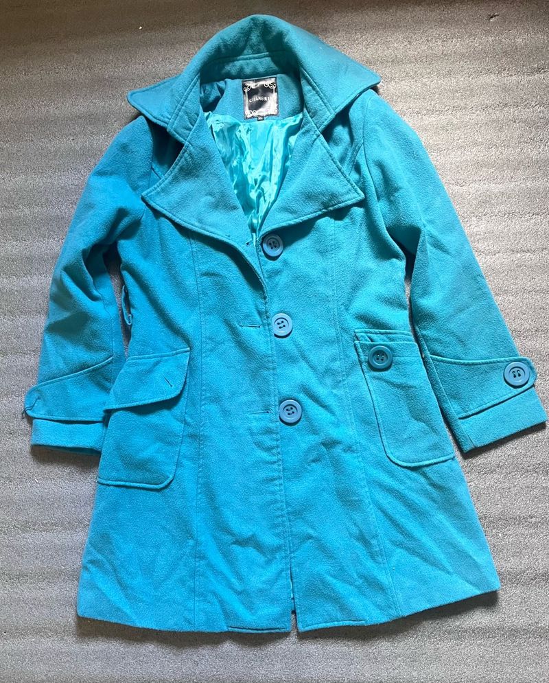 Turquoise Wool Blend Coat