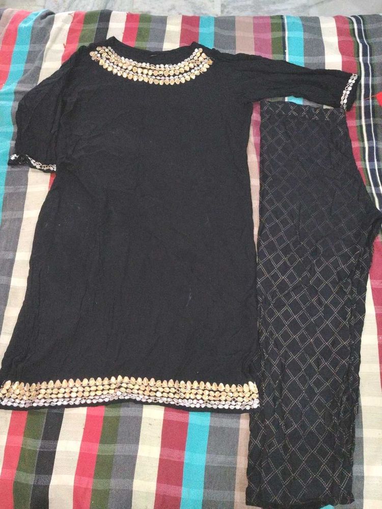 Black Kurta Set Without Dupatta