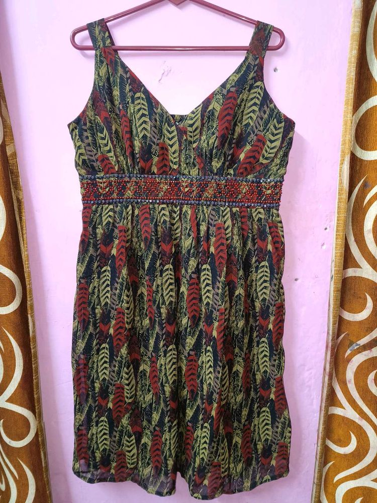 Aniston Leaf Print Dress