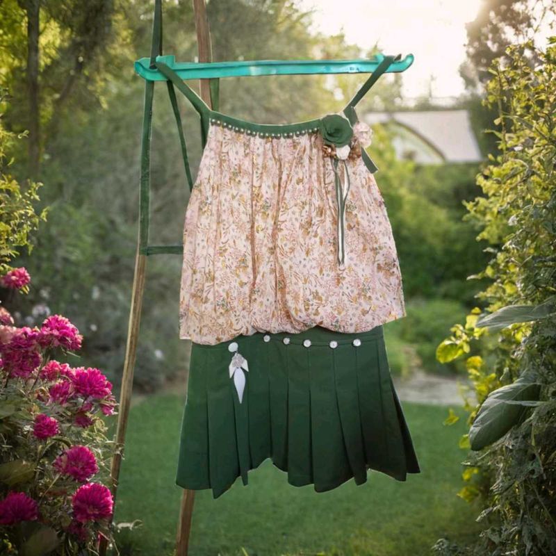 Girls Midi Dress And Butterfly Croptop