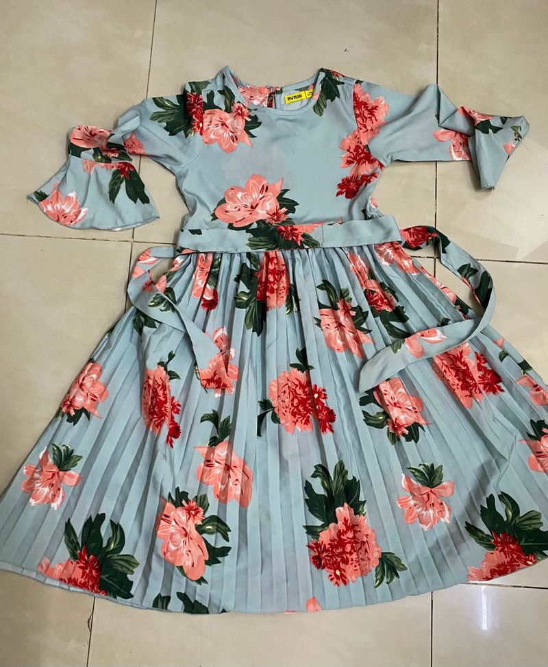 kids Floral Pleated Frock(8-9)