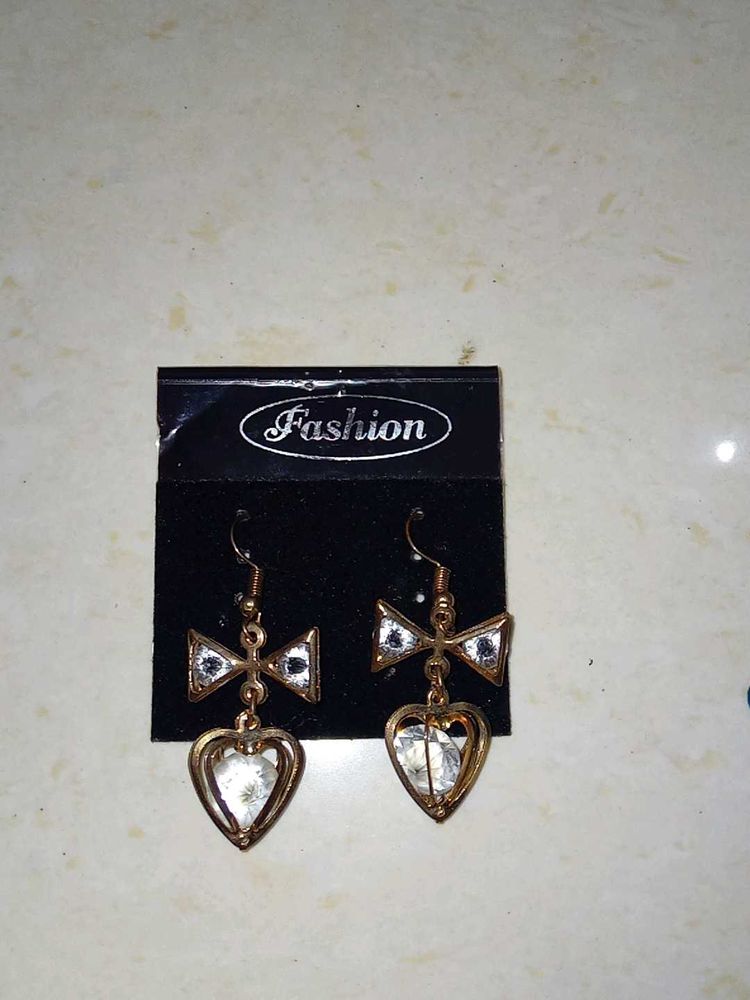 Heart &amp; Bow Dangle Earrings