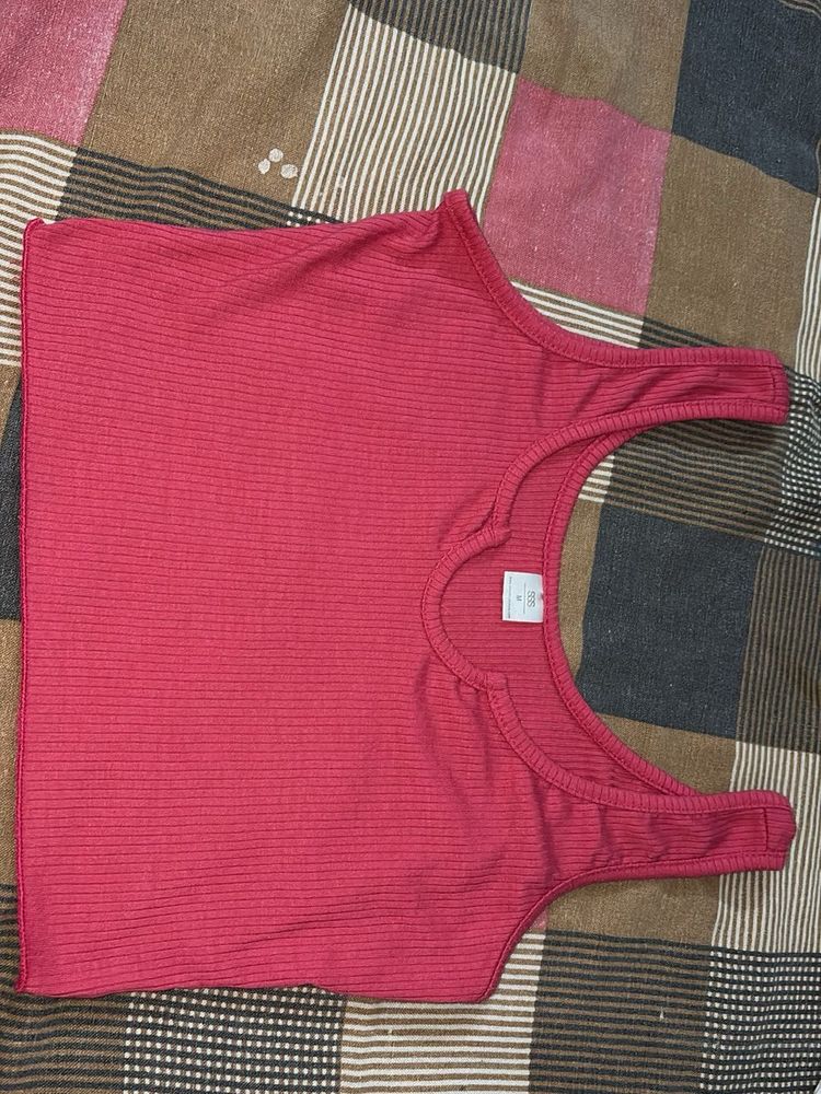 Pink Ribbed Tank Top