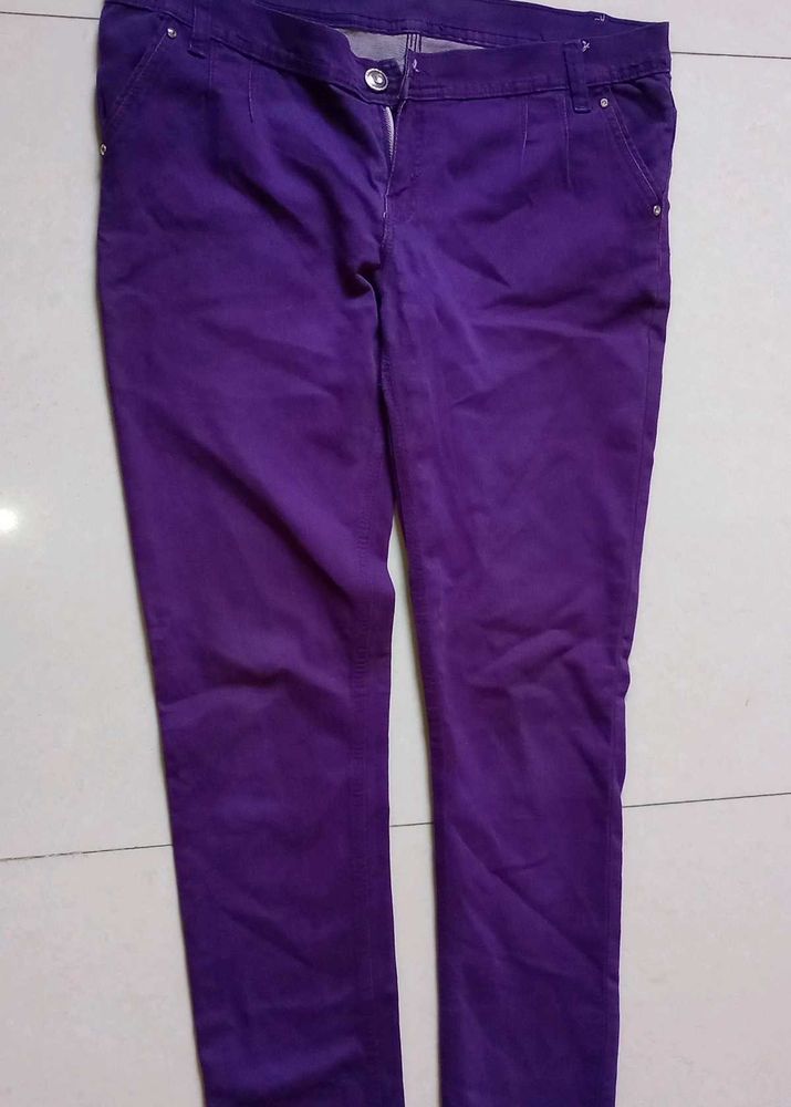 Purple Casual Pants