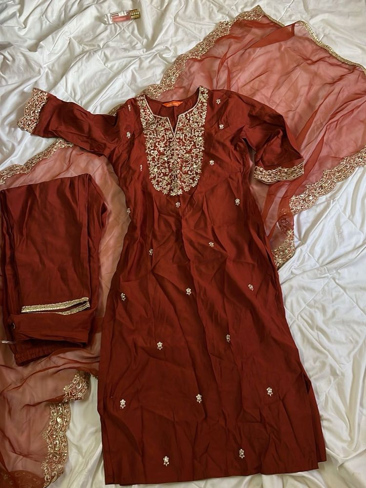 indo era Brown sequins kurta set