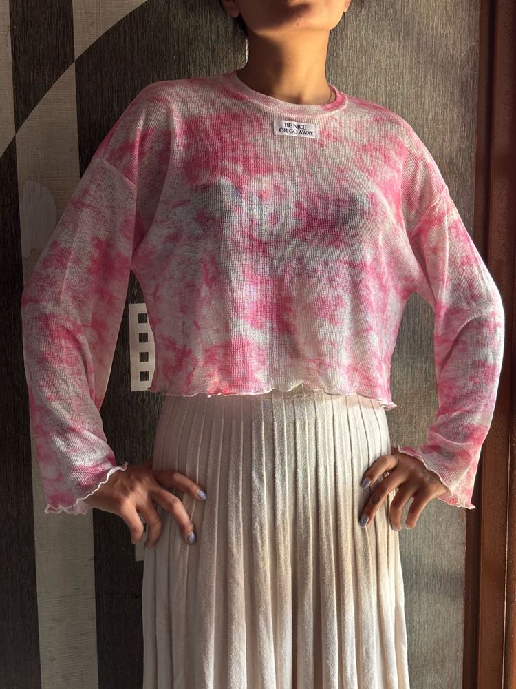 Pink Tie Dye Long Sleeve Top