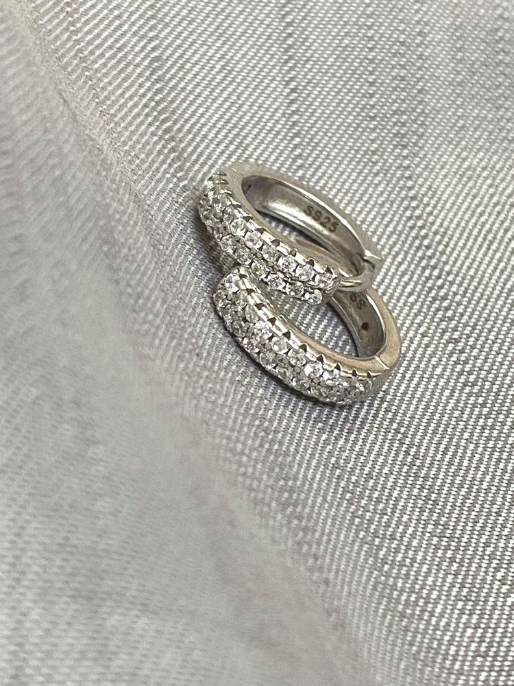 Sparkly 925 Silver Hoop Earrings
