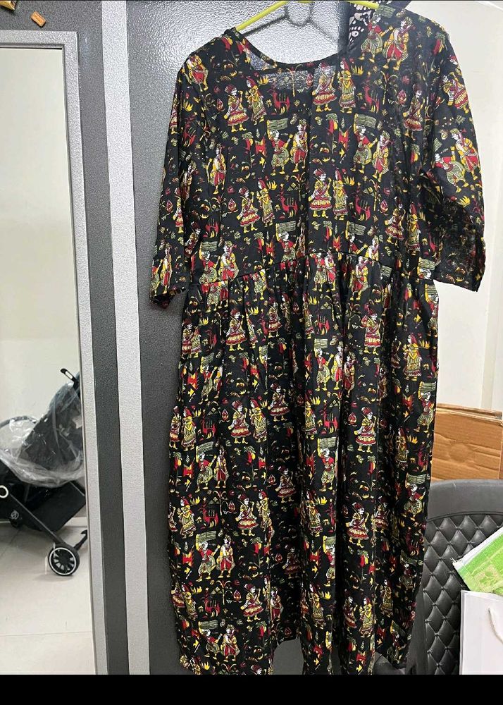 Printed Black Dress