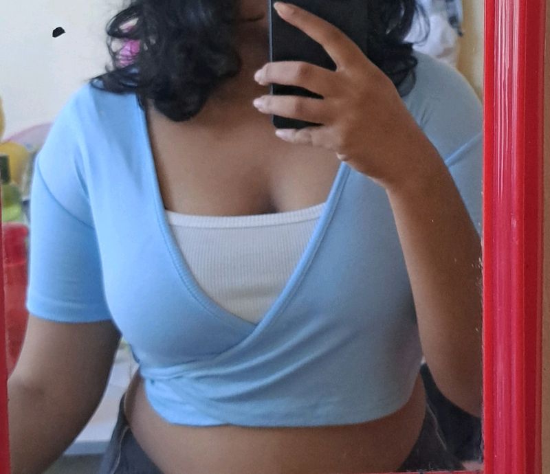 Blue Wrap Top