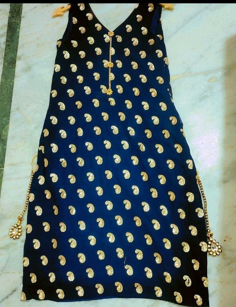 Navy Blue Plazo Suit Without Dupatta 32 Bust