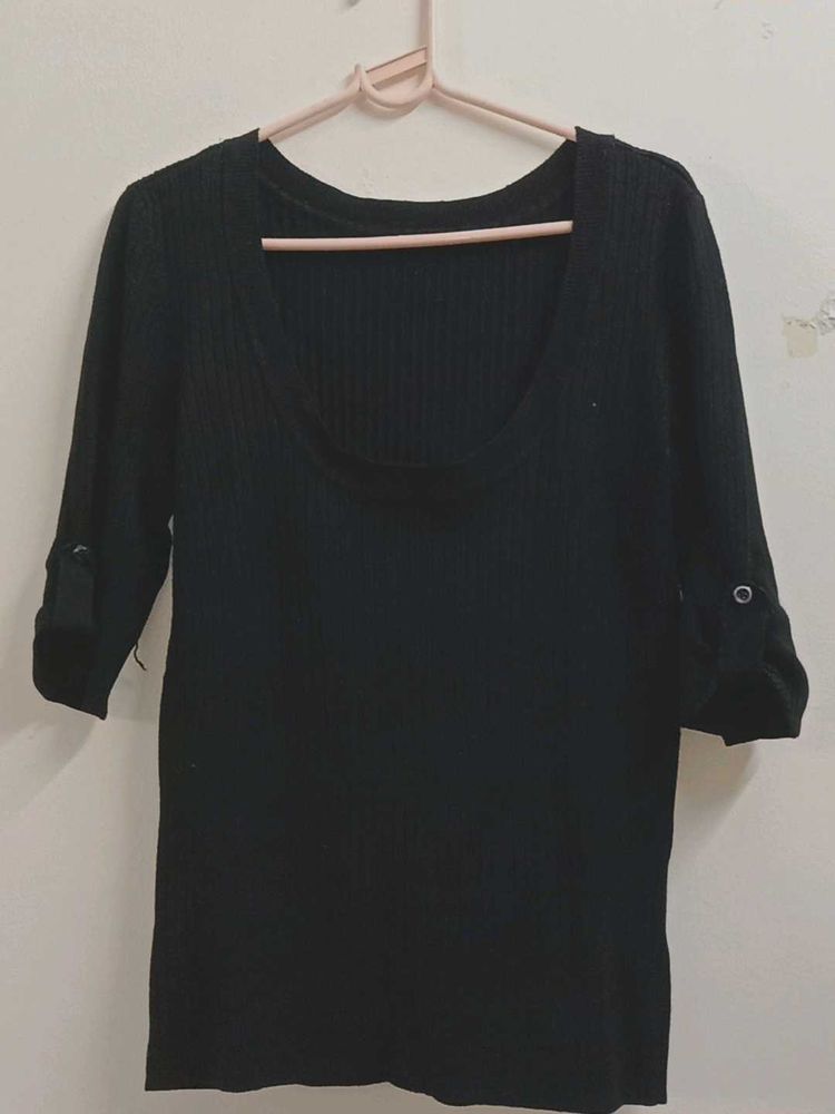 Black ¾ Sleeve Top