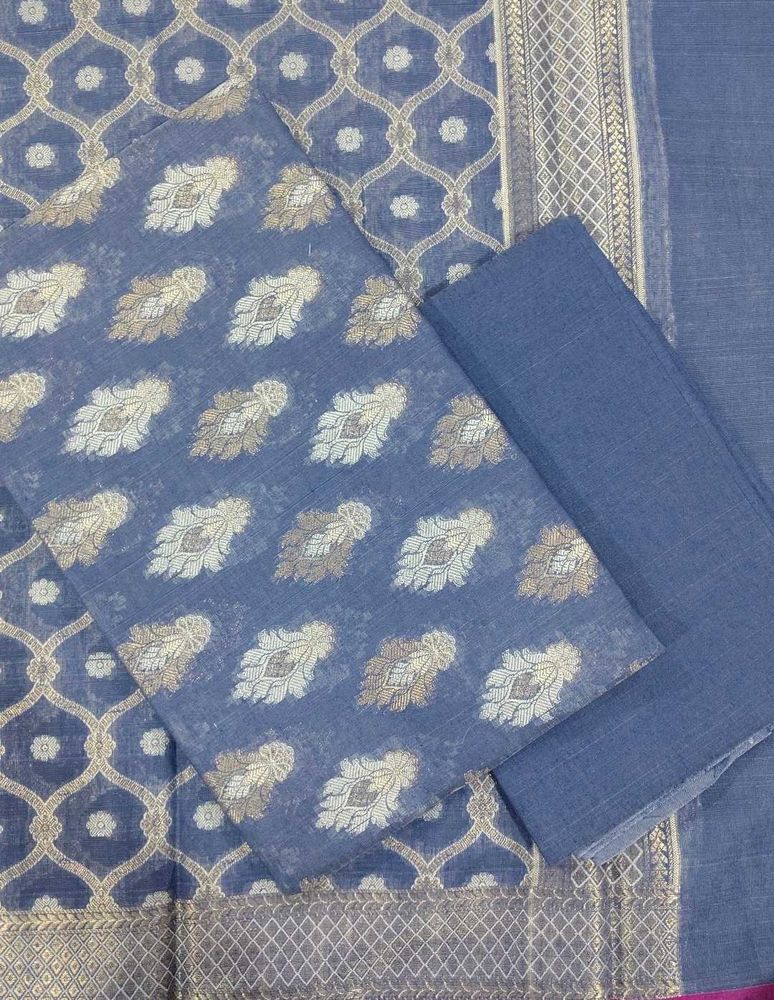 3 Pc Blue Silk Suit Set