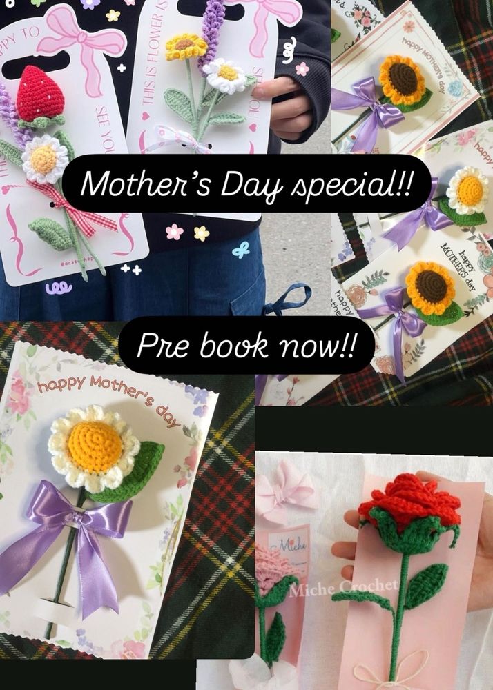 Crochet Flower Mother&#39;s Day Cards