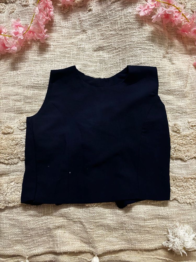 Navy Sleeveless Blouse