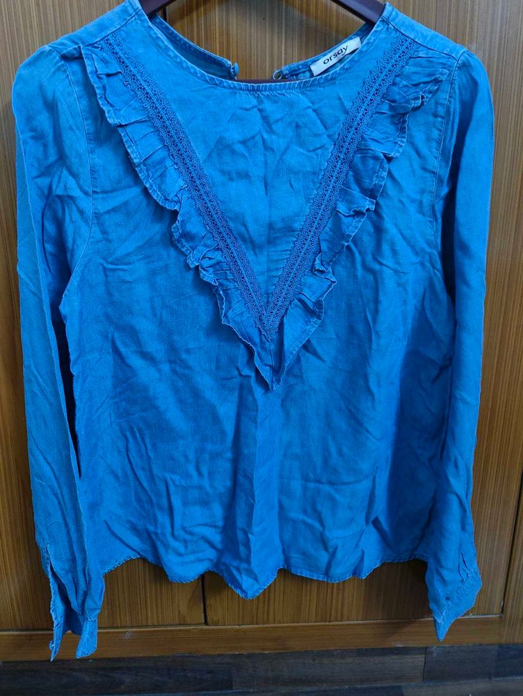 Blue Ruffle Top