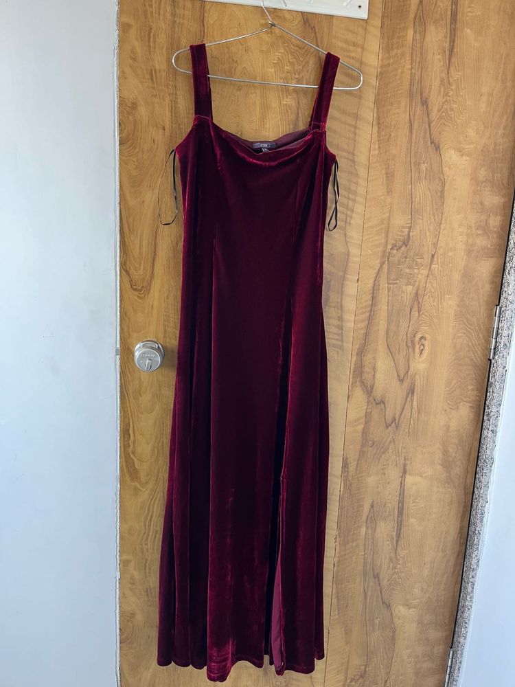 Burgundy Velvet Maxi Slip Dress