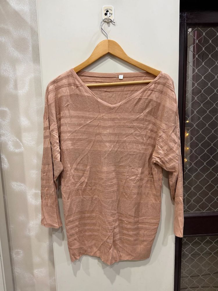 Blush Striped V-Neck Top