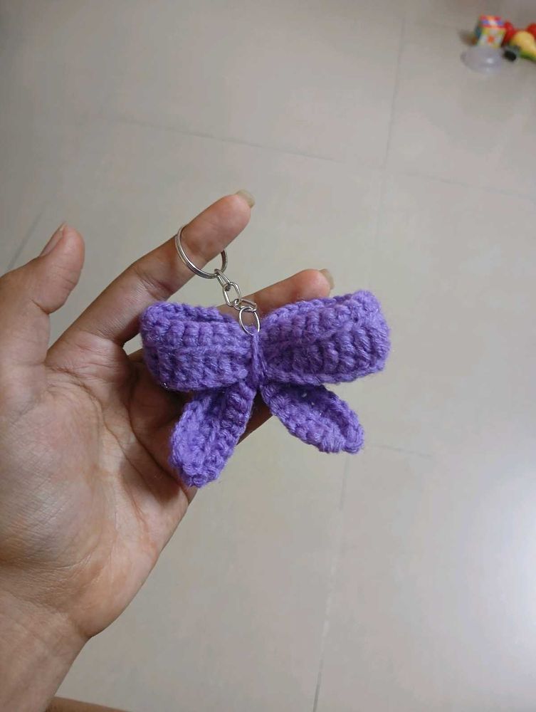 Cute Purple Bow Keychain