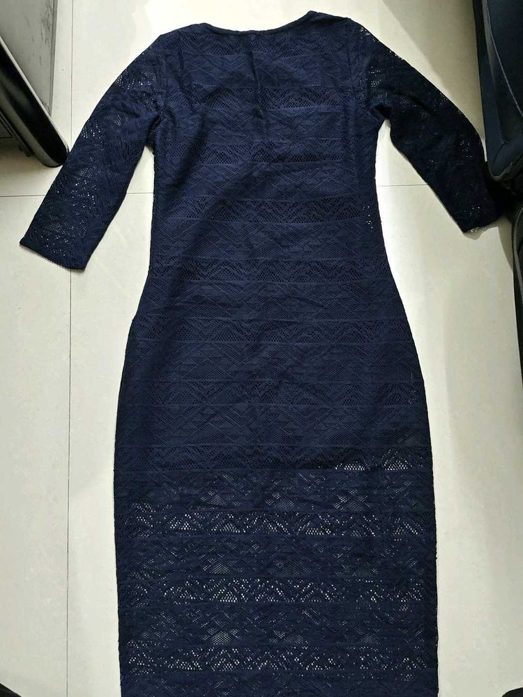 Navy Lace Sheath Dress