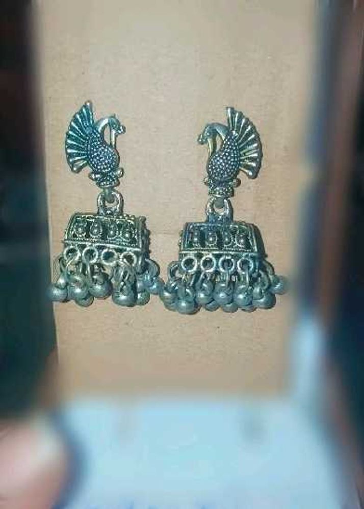 Peacock Jhumka Earrings