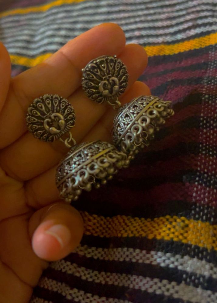 Oxidized Jhumka Earrings