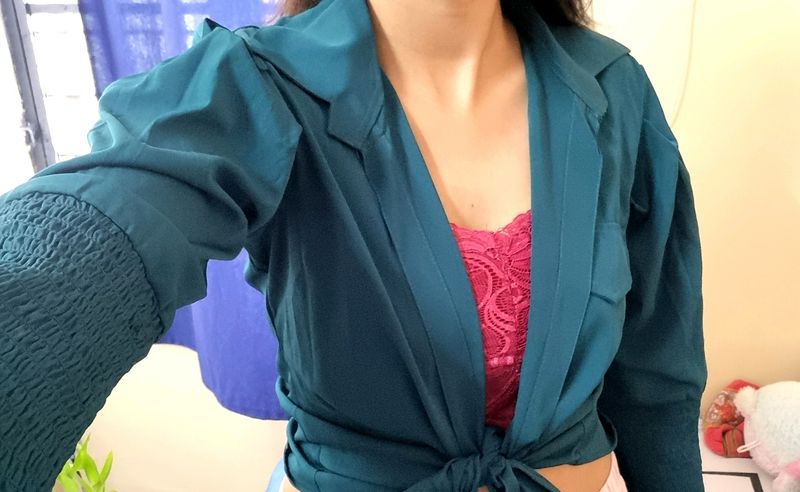 Green Shirt Like Wrap Top