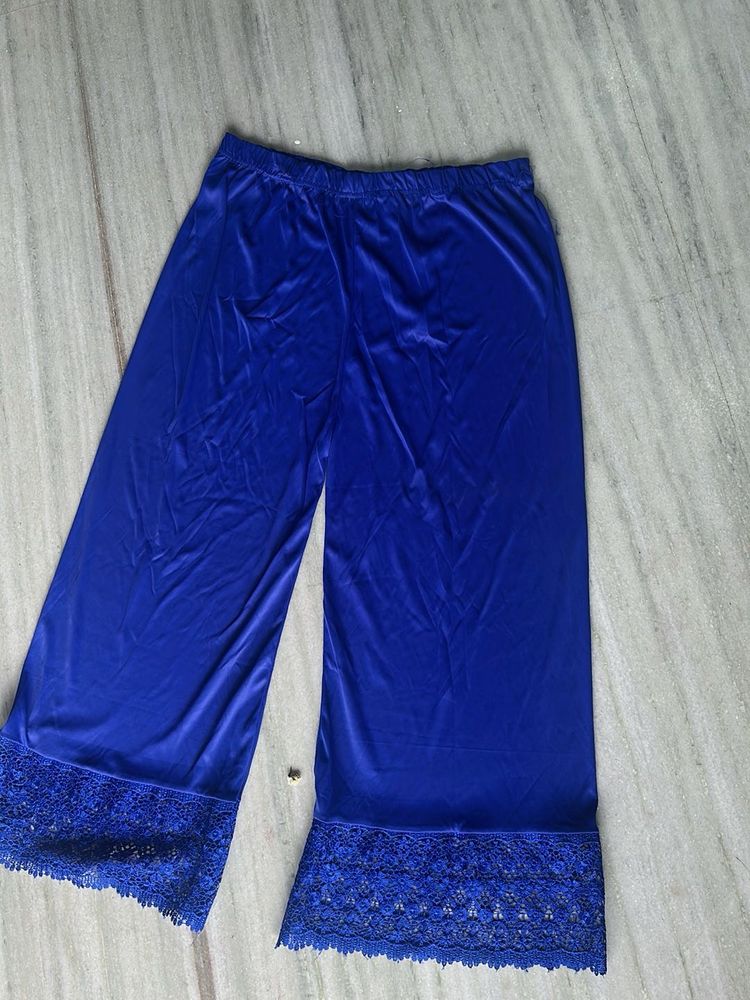 Blue Lace Trim Palazzo Pants (XxL)