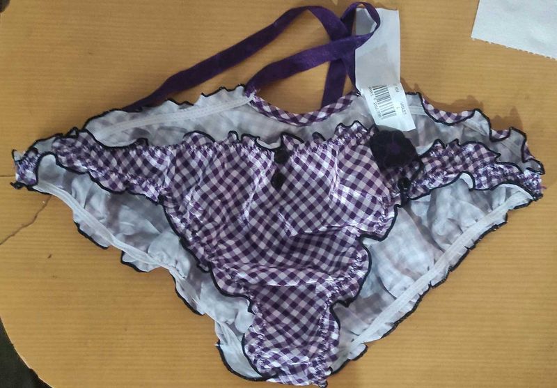 Purple Gingham Ruffle Lingerie