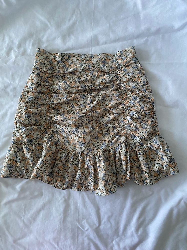 Floral Ruffle Mini Skirt
