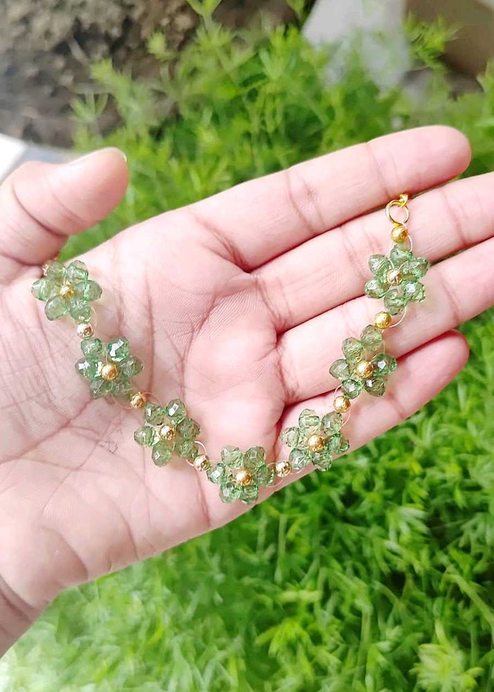 Dark Green Floral Bracelet