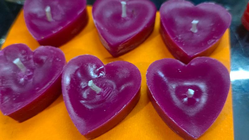 Scented Love Candles Handmade Magenta Colour