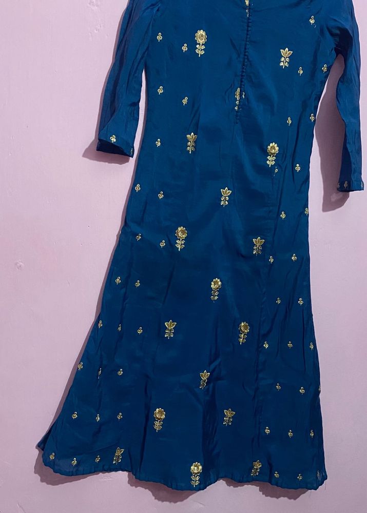 Teal Embroidered Kurti