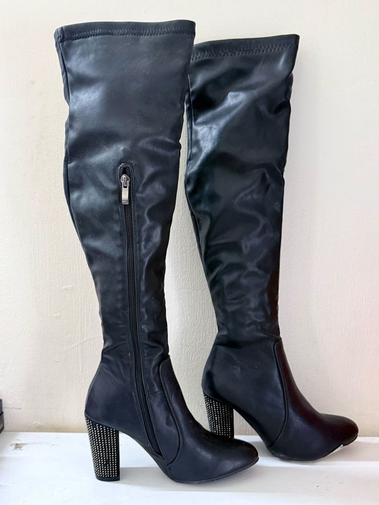 Leather Thigh High Boots