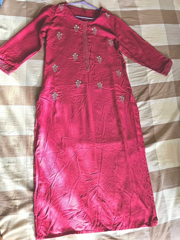 Maroon Flower Kurta