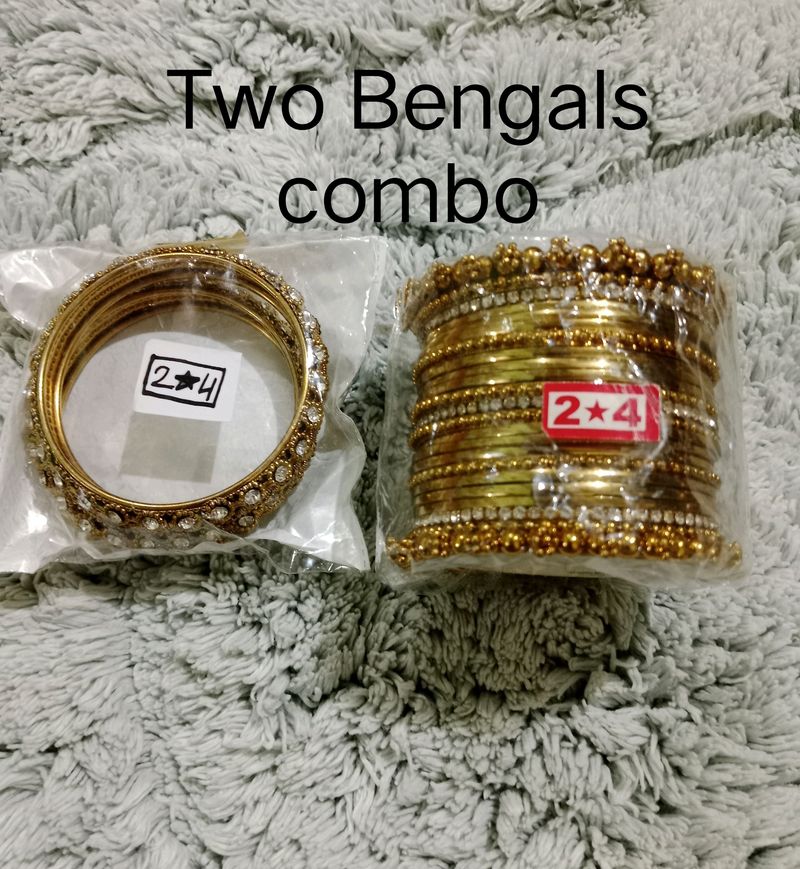 Gold &amp; Crystal Bangle Set