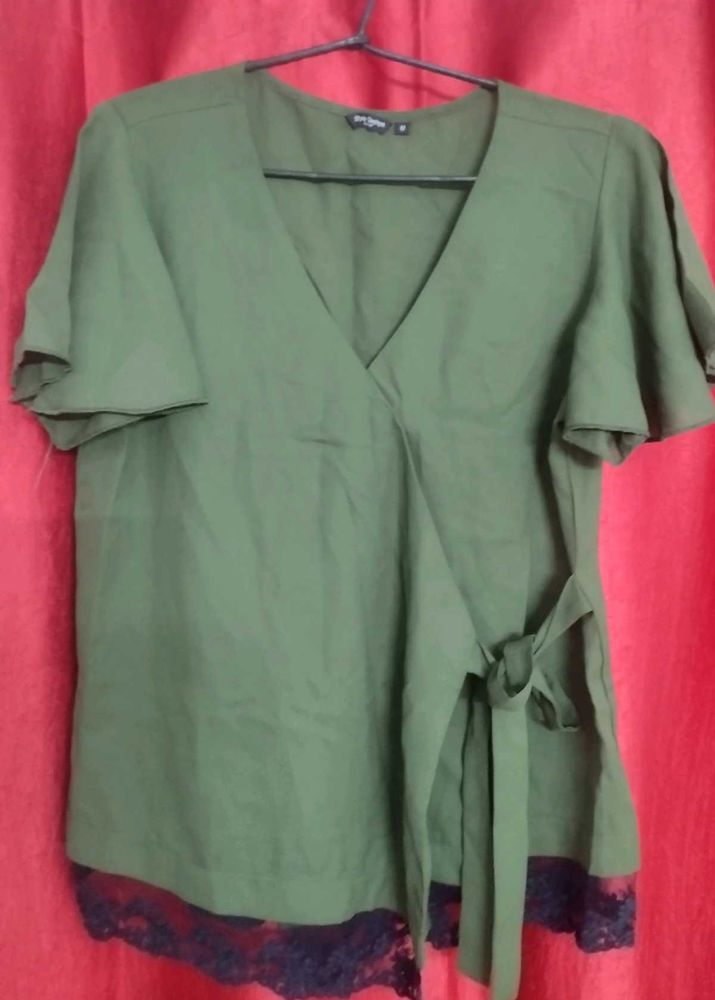 Olive Green Wrap Top