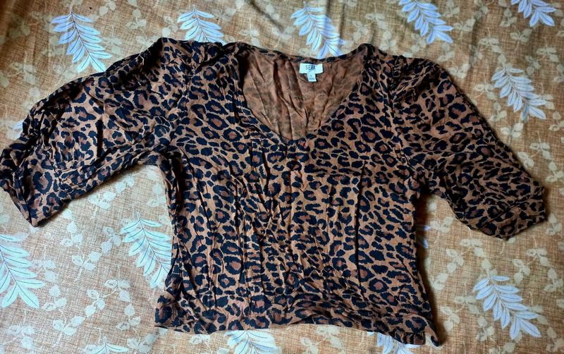 Leopard Print Blouse - Size S