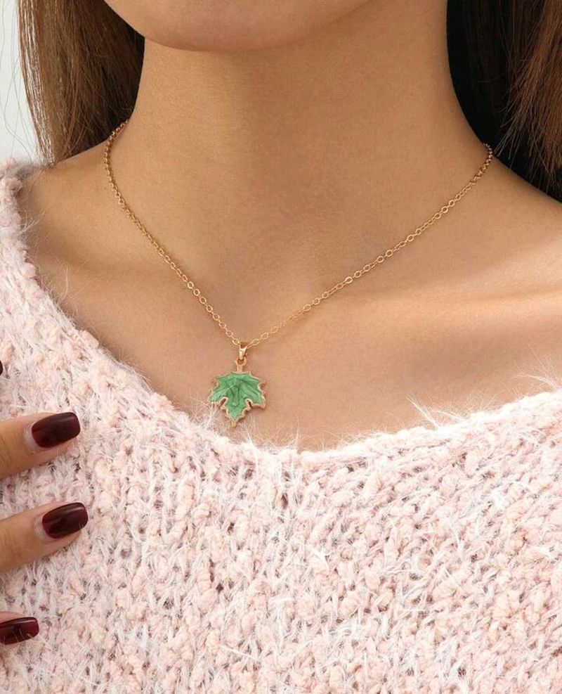 Handmade Green Leaf Shape pendant With Chain ☘️