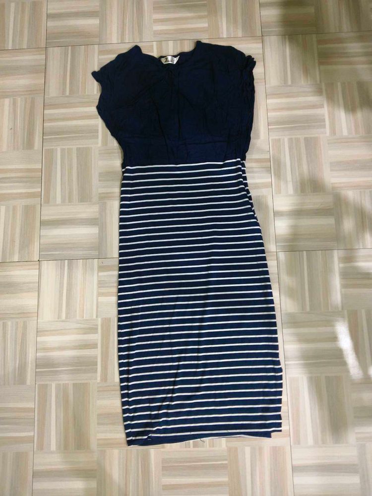 Navy &amp; White Striped Dress