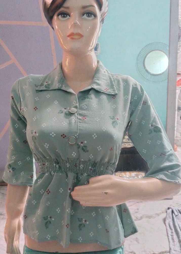 Beautiful Frok Look Printed Top