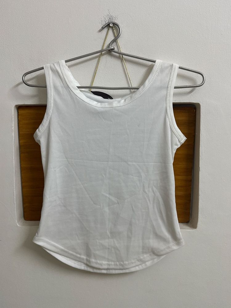 White Sleeveless Tank Top