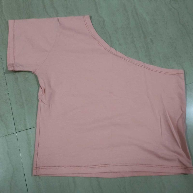 Peach One-Shoulder Top