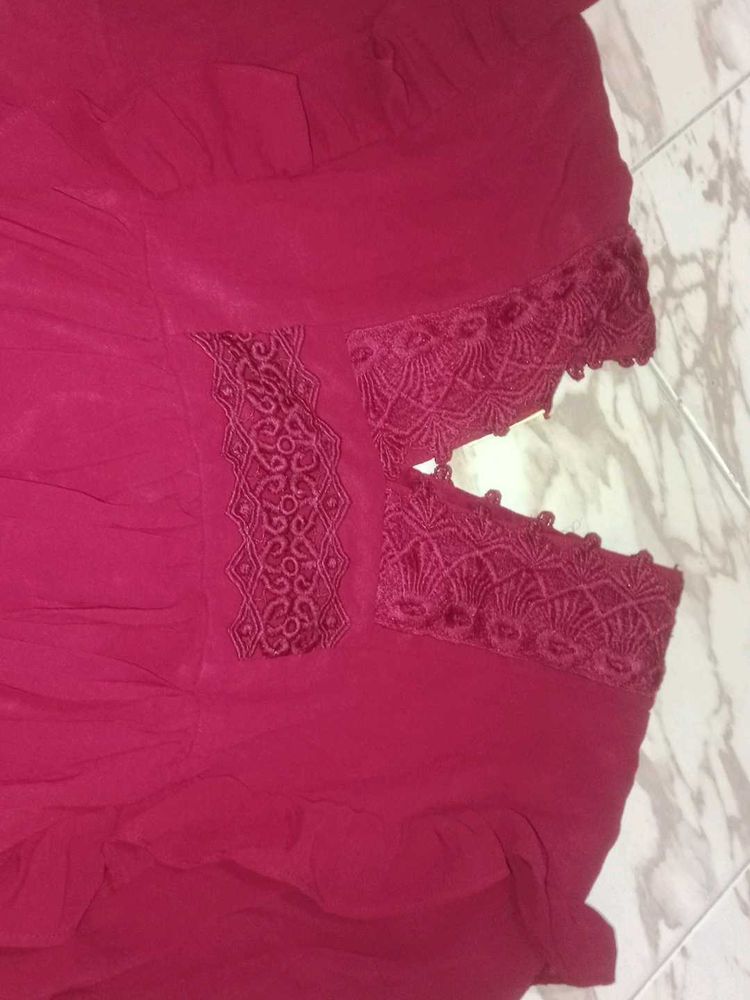 Rust Colour Floral Knot Top